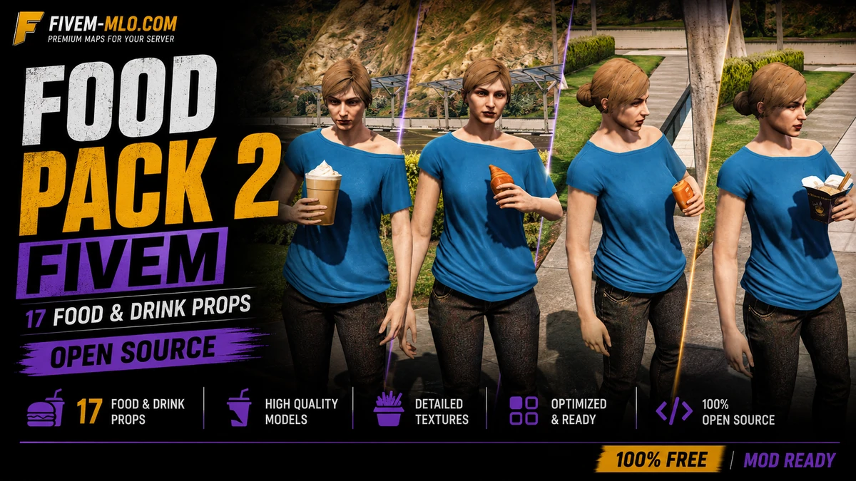 Food Pack 2 FiveM | 17 Food & Drink Props | Open Source